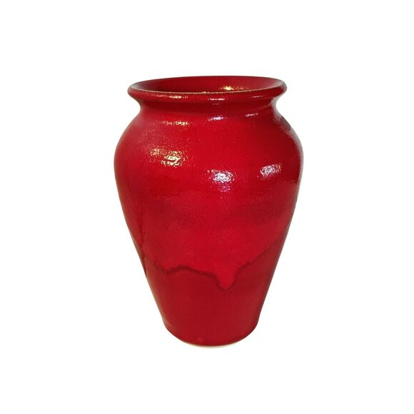 Chinese Red Kit Vanderwal Vase 7.5